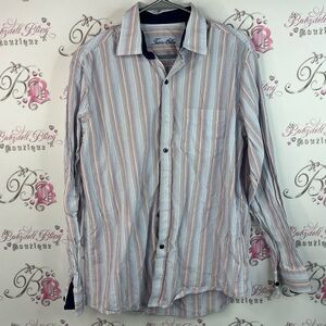 Tasso Elba button up collared shirt stripesMulticolor Striped Men's Shirt